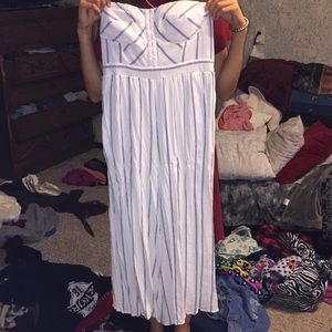 American Eagle blue and white jumpsuit